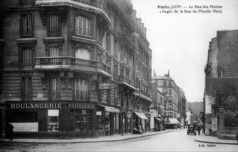 Angle rue des Plantes et rue du Moulin Vert