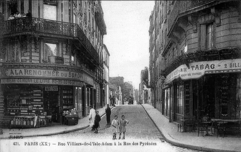 Angle rue des Pyrénées et rue Villiers de l'Isle Adam