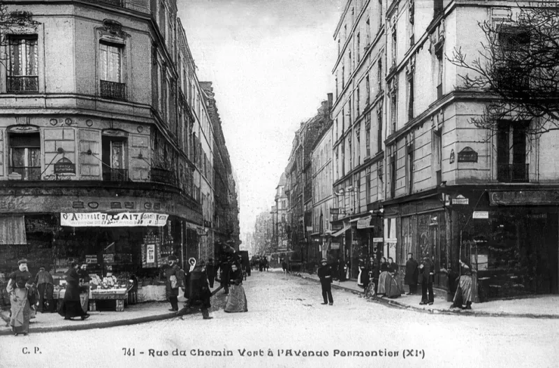 Angle rue du Chemin Vert et avenue Parmentier