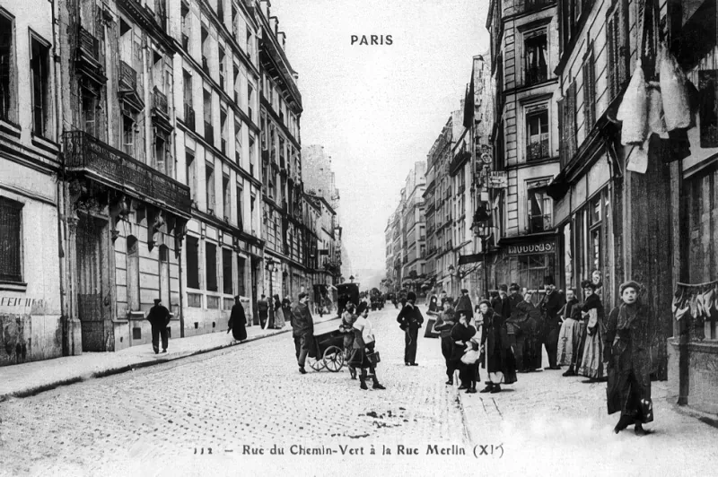 Angle rue du Chemin Vert et rue Merlin