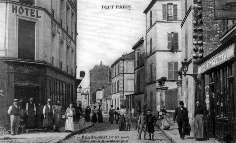 Angle rue Fessart et rue Mélingue
