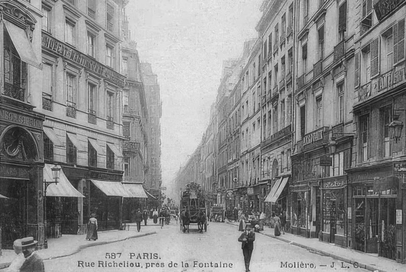 Rue de Richelieu et fontaine Molière