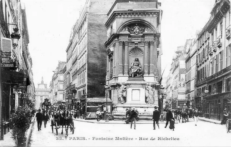 Rue de Richelieu et fontaine Molière