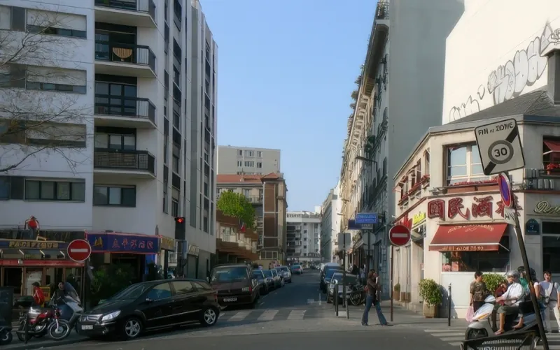 Angle rue Rampal et rue de Belleville