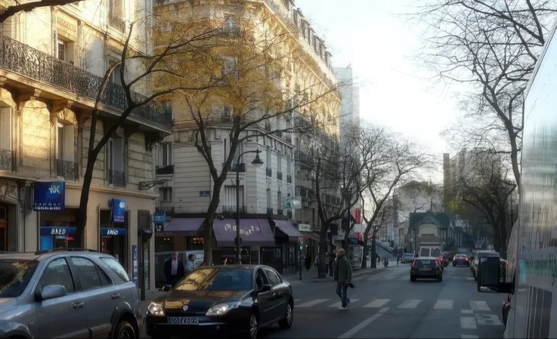 Rue des Pyrénées et rue de la Cour des Noues