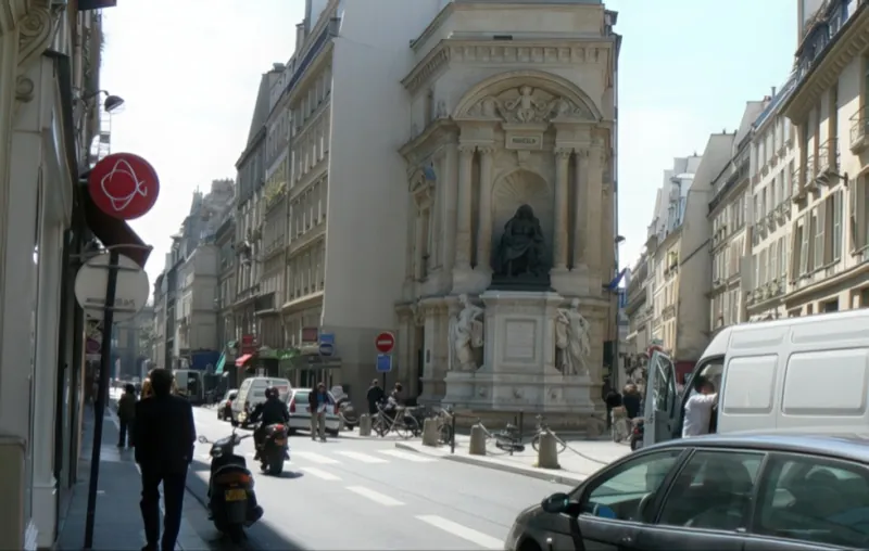 Rue de Richelieu et fontaine Molière